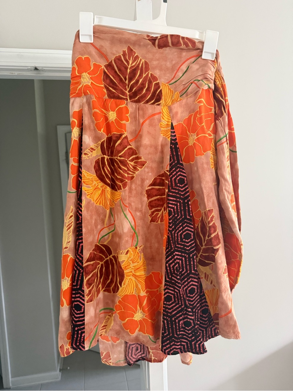 Urban Outfitters Floral Velvet Circle Skirt in Rust Orange and Brown